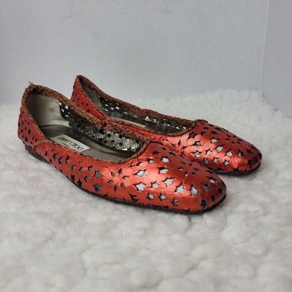 Jimmy Choo Women's Size 7 Momo  Star Res Laser Cut Ballet Flats - Picture 1 of 13
